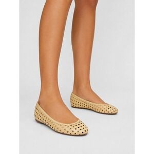 Corso Como Cream Leather Basket Weave Laser Cut Out Ballet Flats 4‎